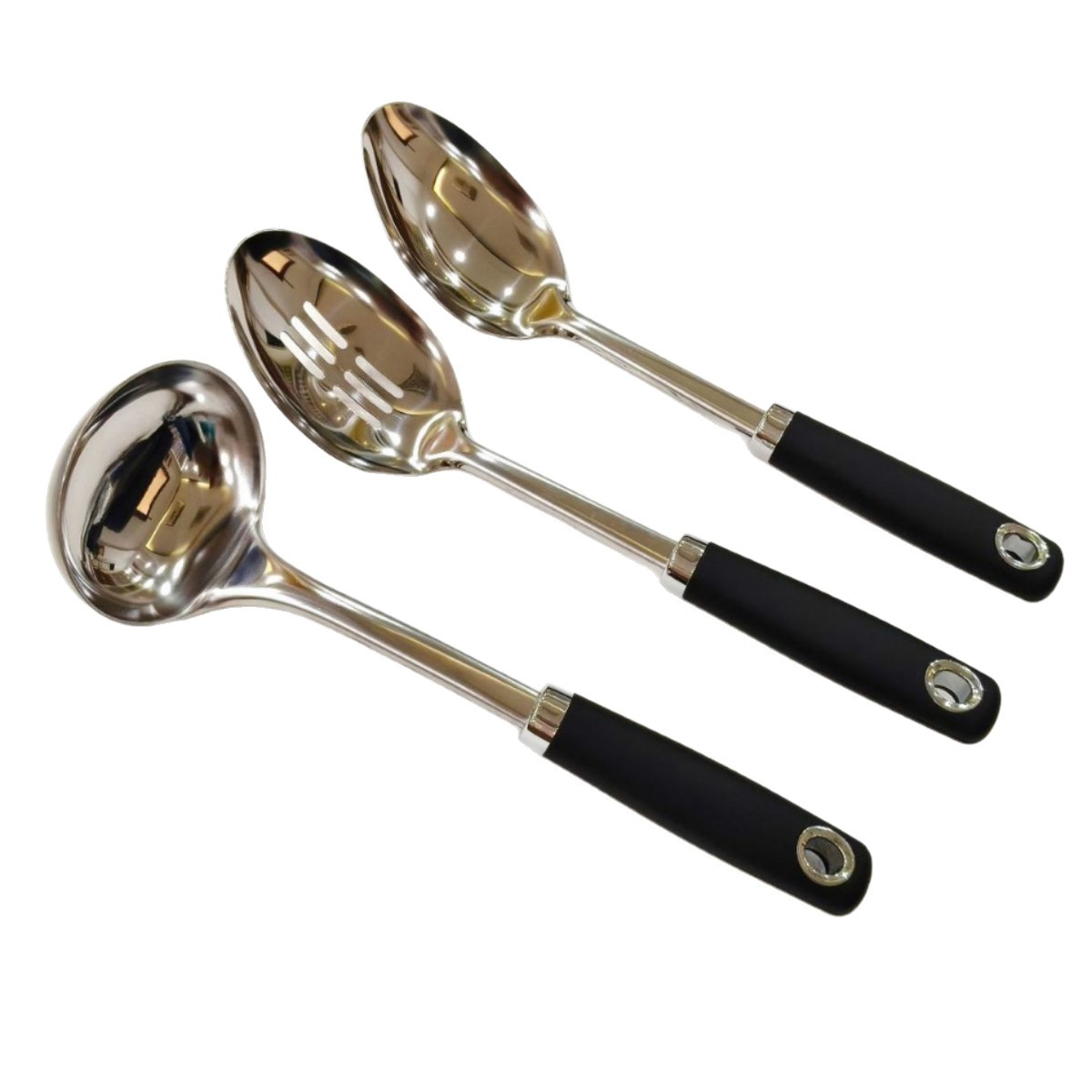 Stainless steel kitchen utensil 3-piece set household spatula soup spoon slotted spoon kitchen cooking spoon anti-scald