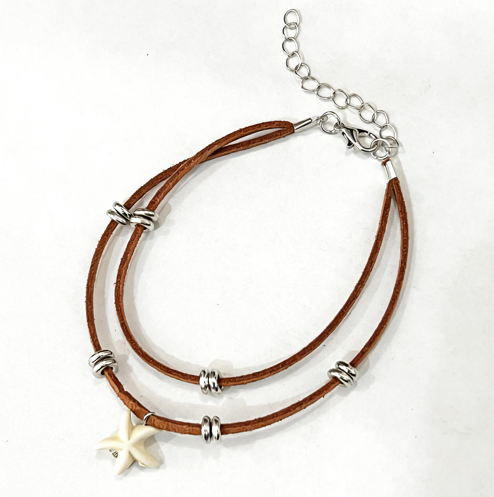 Rongshang Accessory Double-Layer Turquoise Anklet Bohemian Style Beach Ankle Wearing Ankle Ornament
