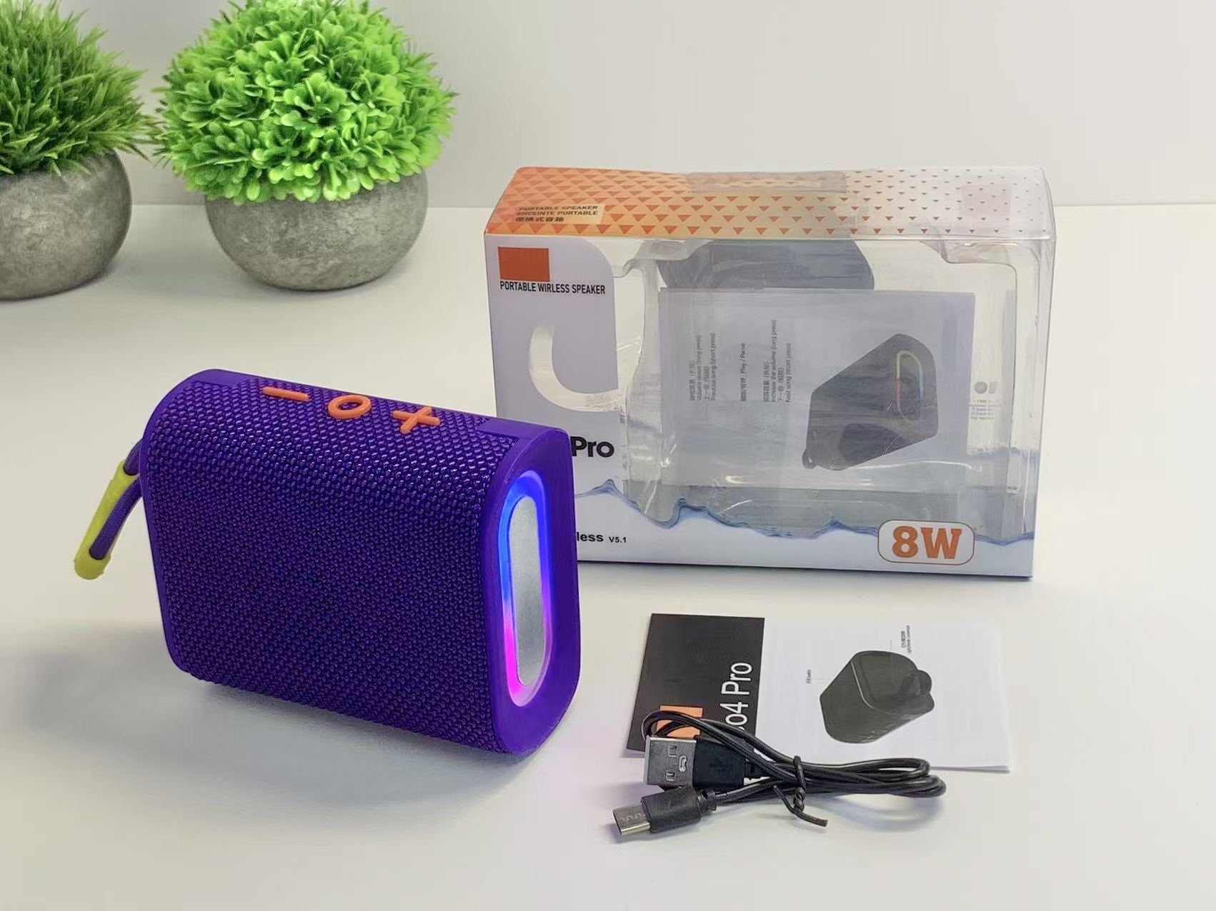 GO4PRO Bluetooth Speaker with Ambient Light Outdoor Loud Volume Home Desktop High Quality Bass Mini Speaker