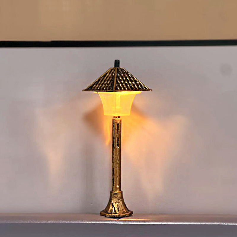 Street Lamp Model Small Ornament European Road Decoration Accessory Dual-Color Display Light