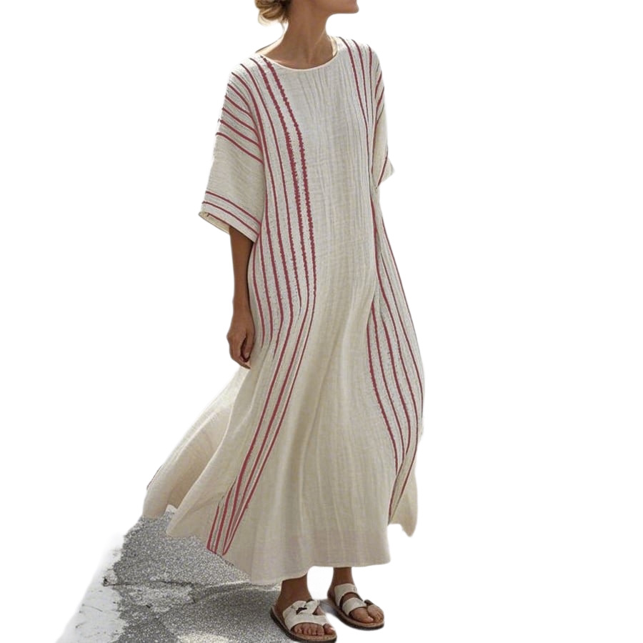 2026 new style striped loose long dress women's beach vacation dress summer women's clothing