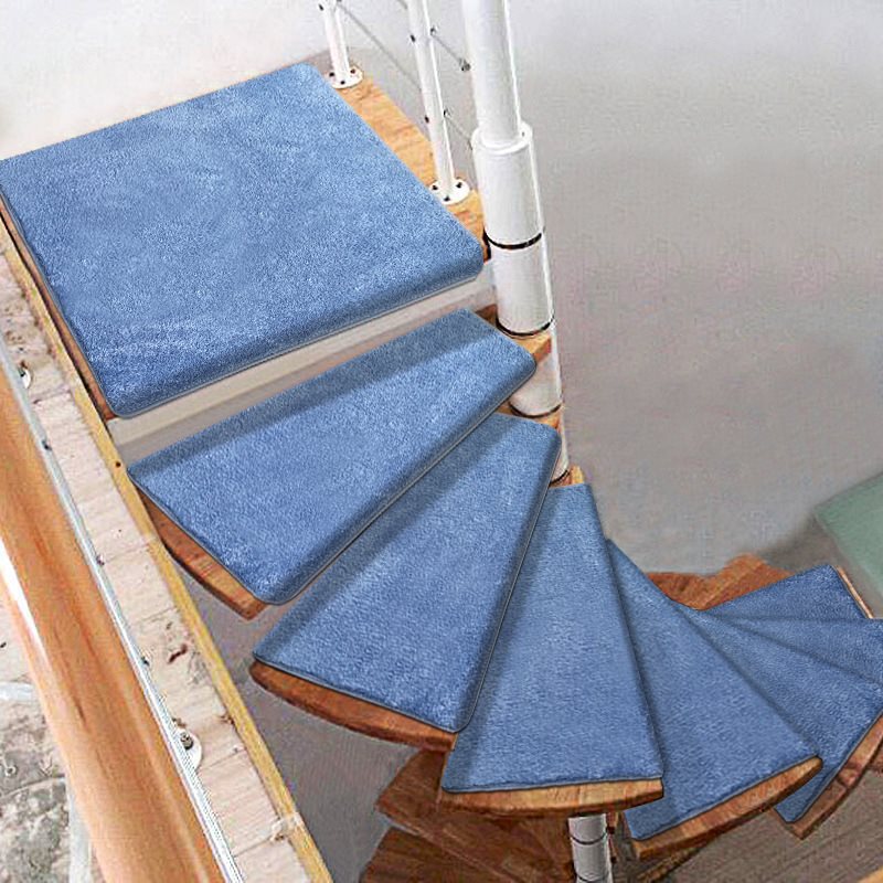 Solid color spiral stair mat self-adhesive non-slip carpet glue-free tread mat solid wood duplex stair mat