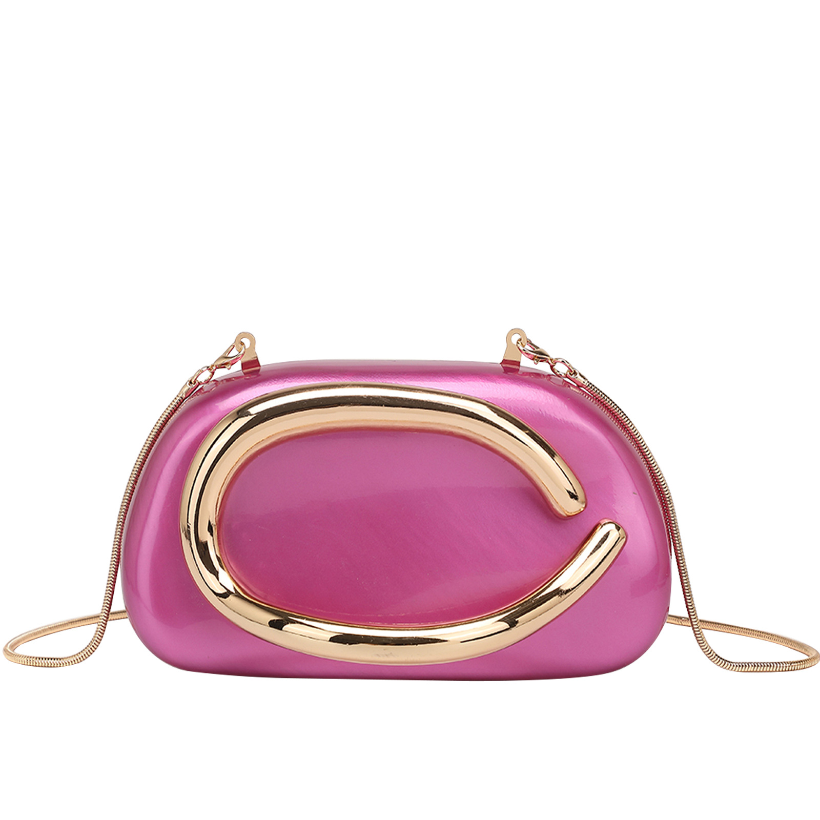 2025 New Round Box Clutch Evening Bag Mini Small Bag Hardware Metal Handle Chain Crossbody Shoulder Bag