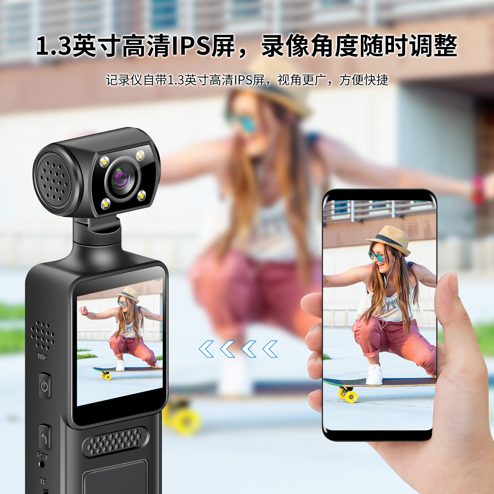 Ultra HD 4G Sports Pocket Camera One-Key Video Call 180° Rotating Lens Compact and Portable