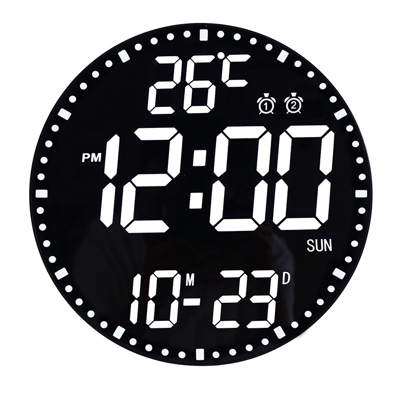 12-inch RGB colorful LED wall clock, simple living room clock, home use, remote control, timer, night light electronic clock