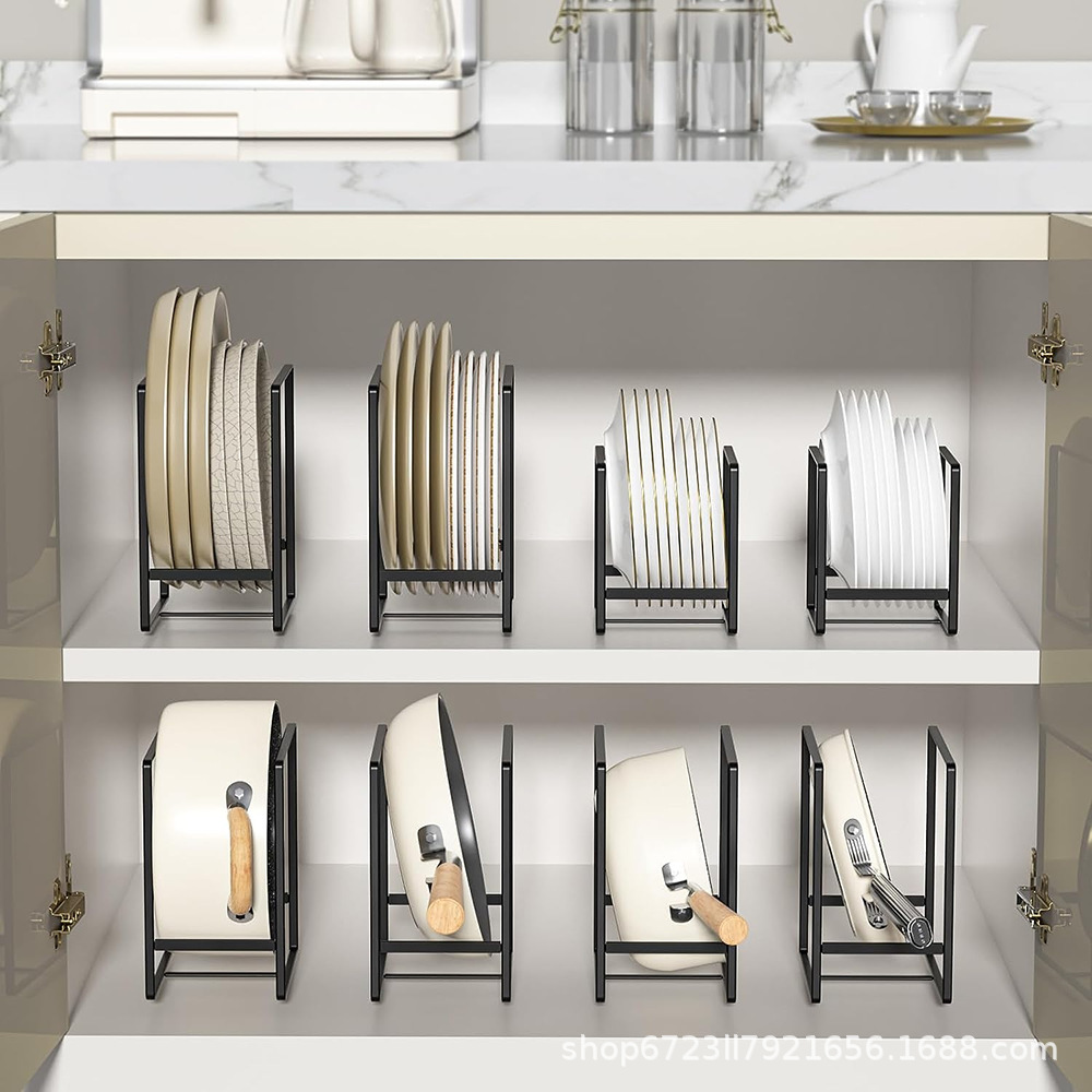 Japanese-Style Drain Rack, Plate and Bowl Holder, Kitchen Storage Organizer, Cabinet Shelf, Dinner Plate and Bowl Rack, Cutting Board and Pot Lid Holder