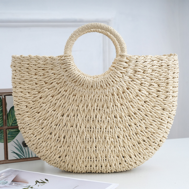 Large Woven Bag Handbag Large Capacity Straw Bag Casual Travel Beach Bag Women's Handbag