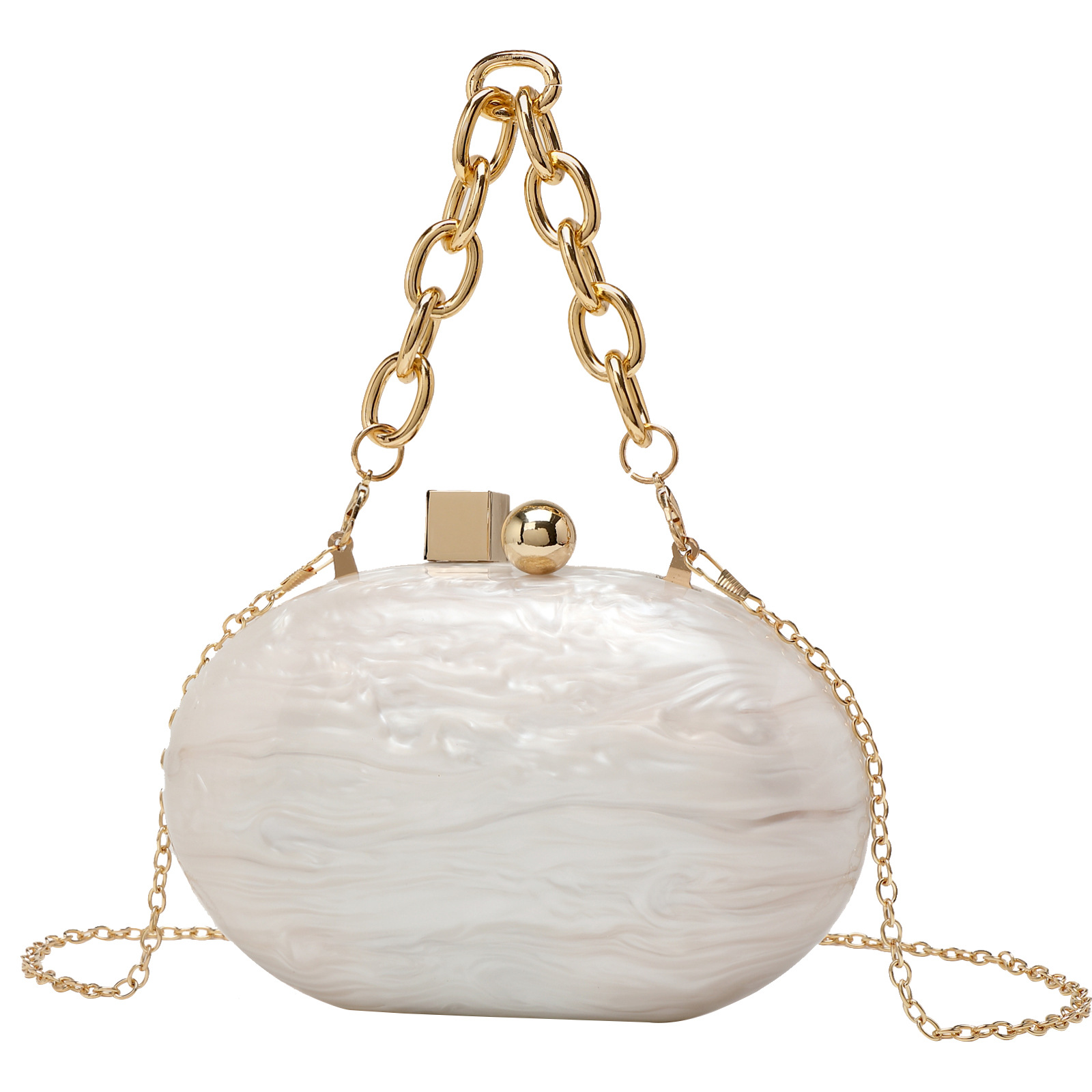 2024 New Oval Acrylic Evening Bag Wind Chain Crossbody Shoulder Clutch Handbag