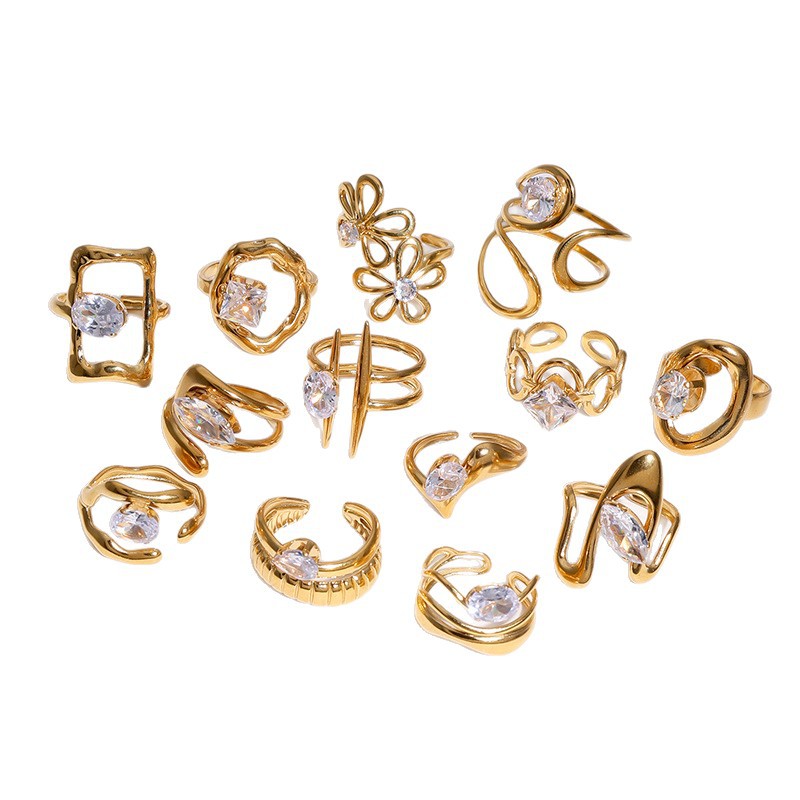 18k gold-plated titanium steel open ring stainless steel ring hand jewelry