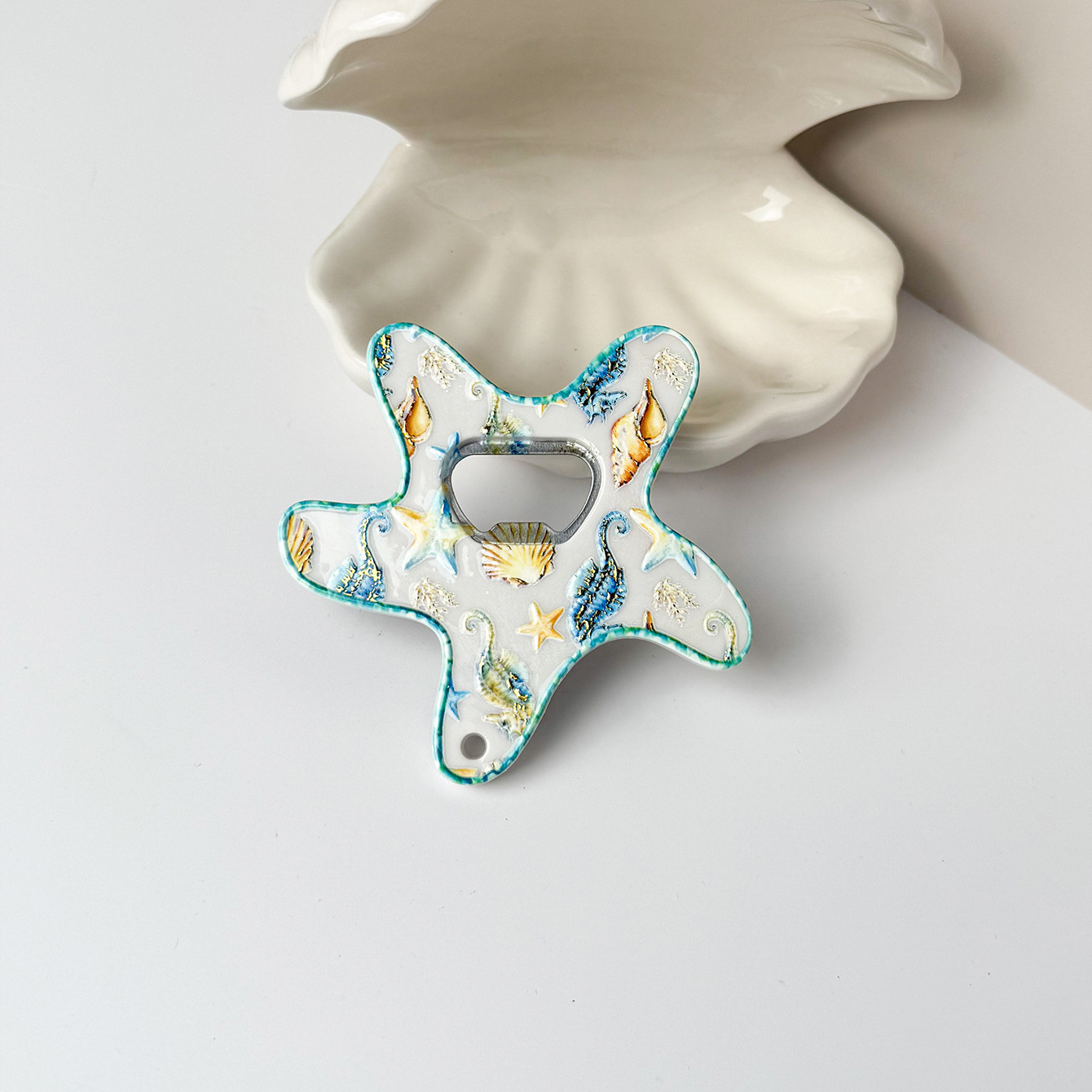 Ocean Series Starfish Fridge Magnet Bottle Opener Unique Embossed Gold Foil Process Ocean Fridge Magnet