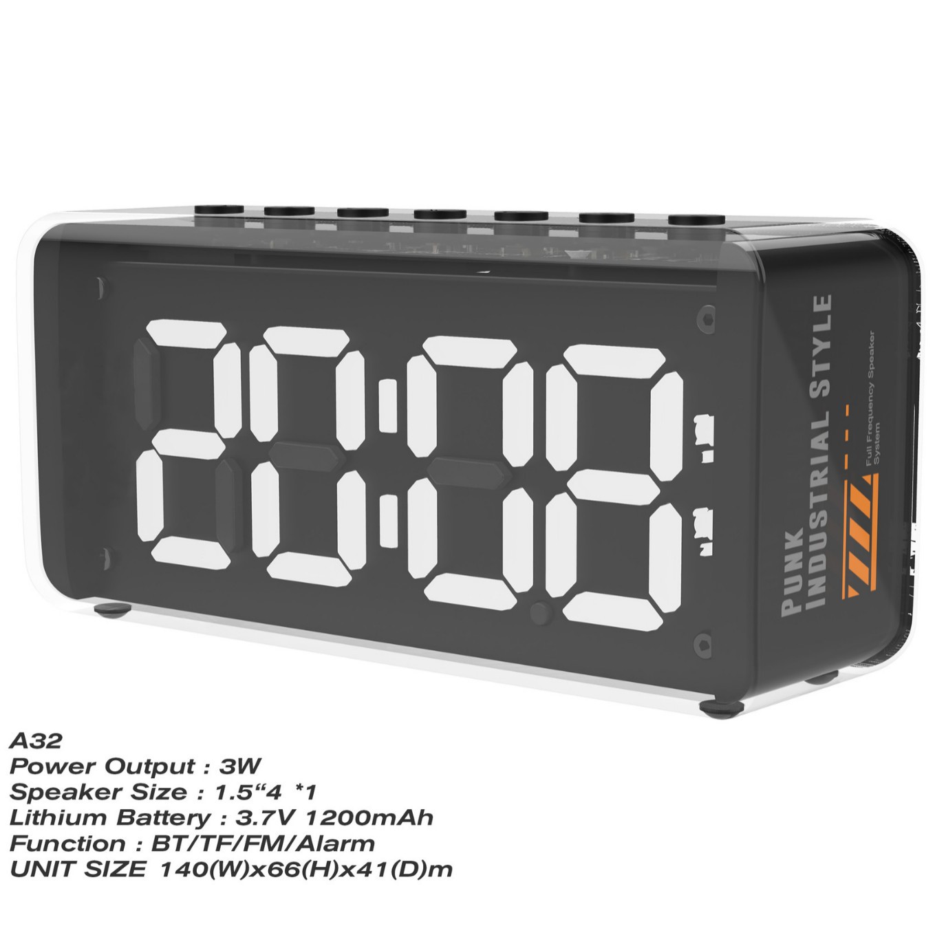 Desktop home wireless Bluetooth 5.2 speaker dual speaker audio card slot mirror electronic digital dual alarm clock