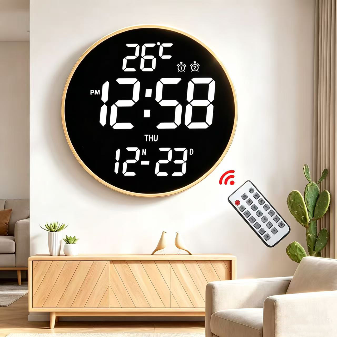 Factory-sold wifi wall clock, RGB electronic perpetual calendar, automatic time-setting, office living room digital clock, APP smart alarm clock