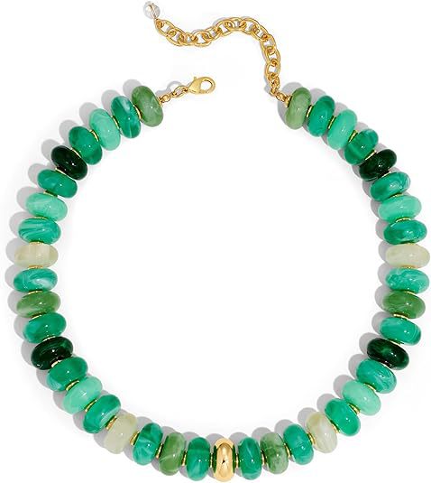 New Exaggerated Style Large Heart Glass Pendant Crystal Contrast Color Bead Bracelet Acrylic Bead Necklace