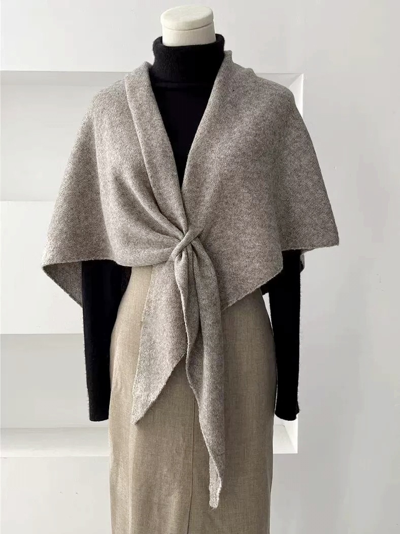 Outing wool triangle scarf women autumn and winter neck protection warm scarf solid color large shawl air-conditioned room outer wear