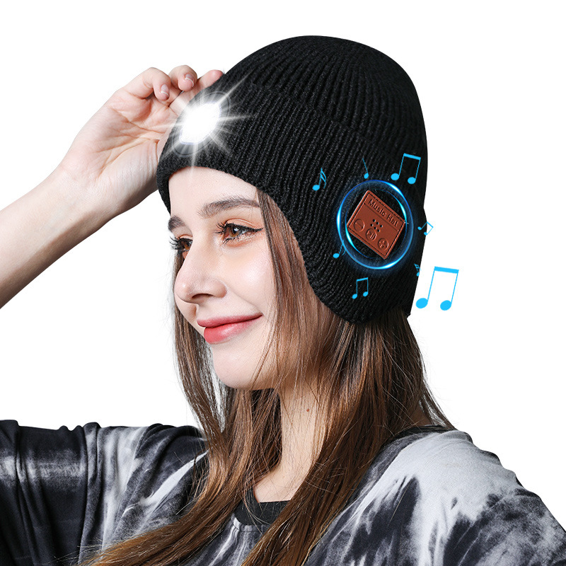 TK platform TEMU new rechargeable light-up Bluetooth headset outdoor warm knitted hat