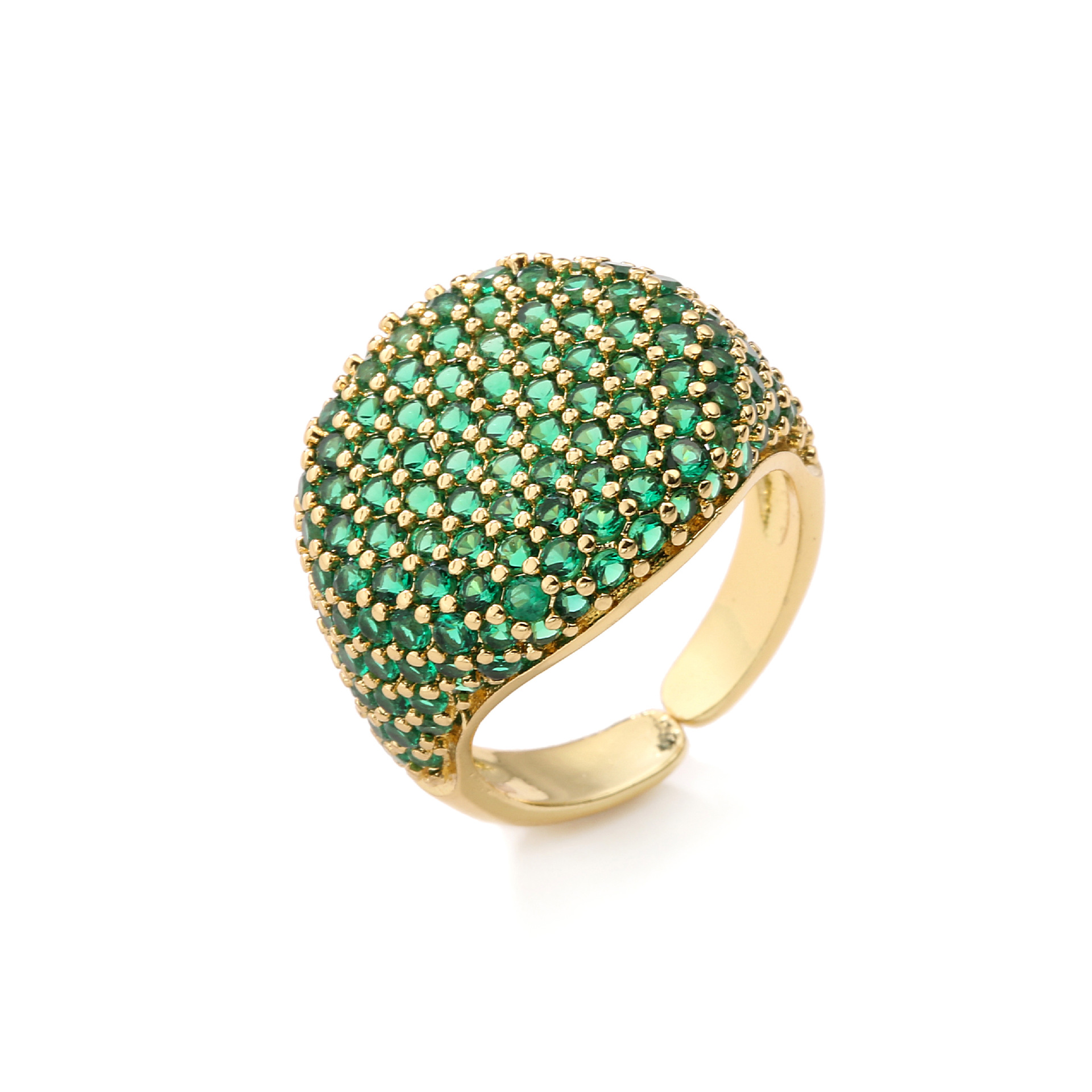 HECHENG Jewelry Full Diamond Round Ring Open Geometric Zircon Ring 18K Gold Plated VJ337