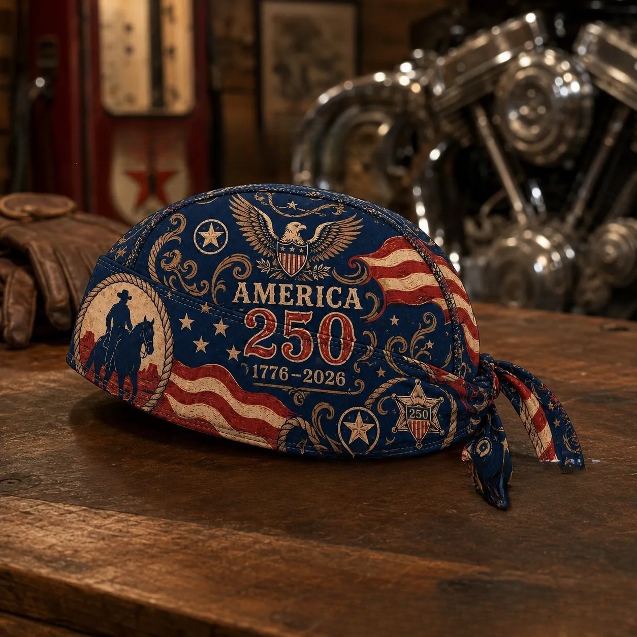 250 Cycling Pirate Hat Biker Headwrap Anniversary Motorcycle Headwrap