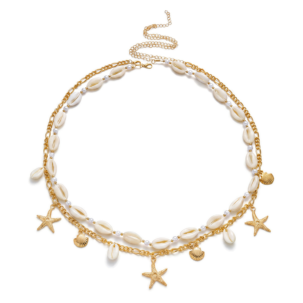 Ocean Style Women Pearl Layered Waist Chain Ocean Series Beach Imitation Pearl Waist Decoration Starfish Shell