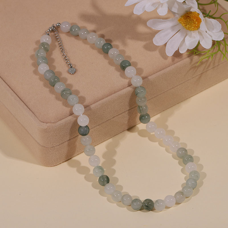 Tianshan Jade Necklace for Women Jade Clavicle Chain Bracelet Simple Design Natural Stone Beaded