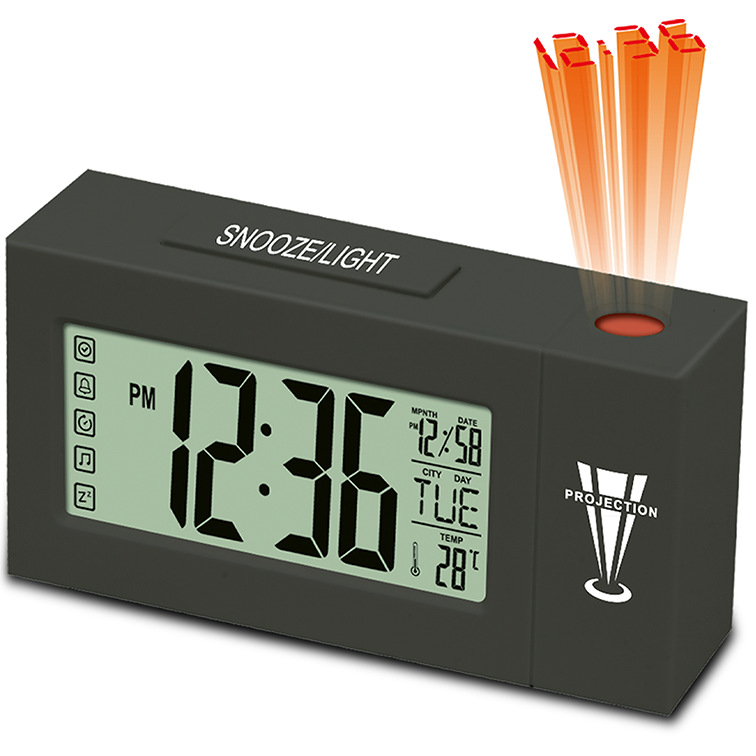 Projection clock home desktop voice-activated night light temperature student desktop electronic clock