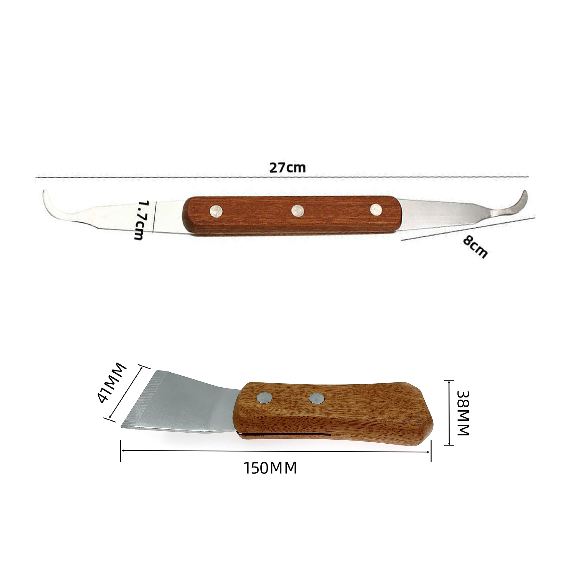 Double-head wooden handle range hood scraper, fan blade dedicated cleaning stainless steel kitchen appliance cleaning tool, oil scraper