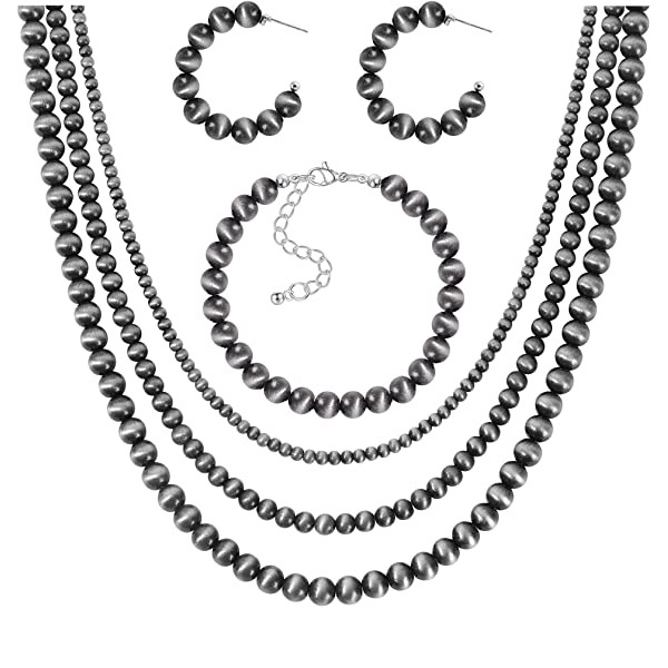 Navajo Western Style Pulled CCB Necklace Bracelet Earring Set Jewelry