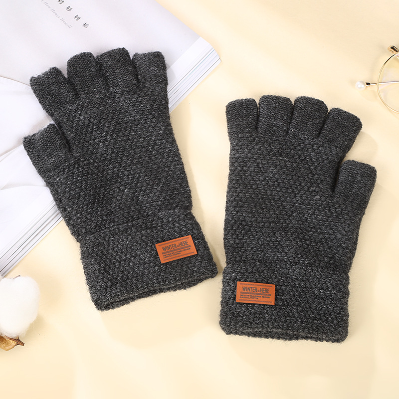 New Product Warm Half-Finger Gloves Writing Flexible Convenient Warm Thickened Anti-Cold Imitation Cashmere Unisex Gloves