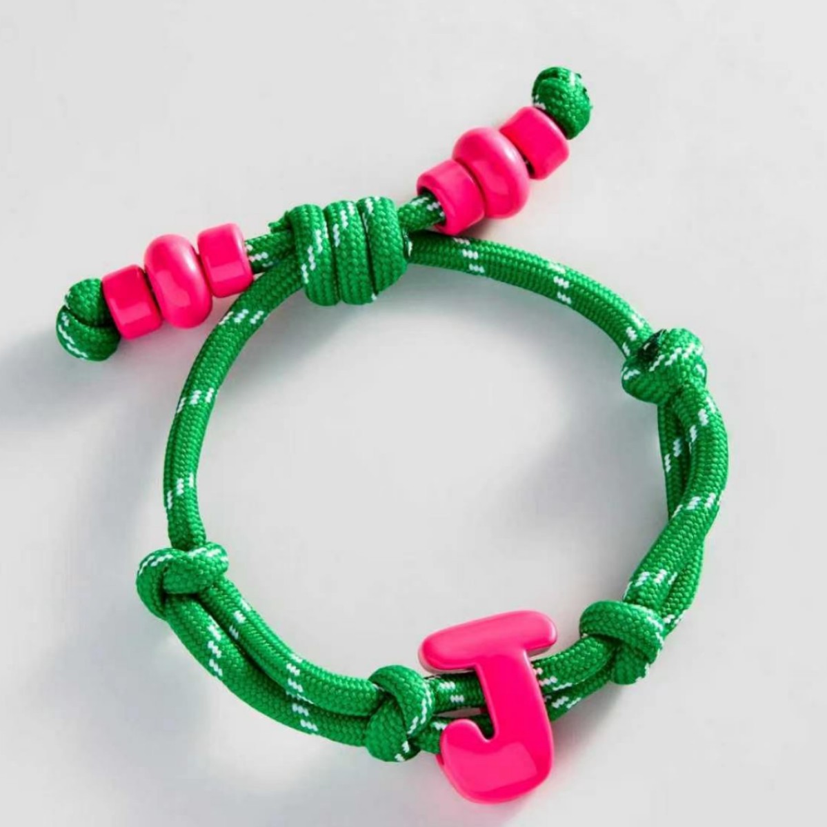 New Dopamine Woven Rope Bracelet Seven-Color Large Hole Smooth Letter Beads Women's Jewelry
