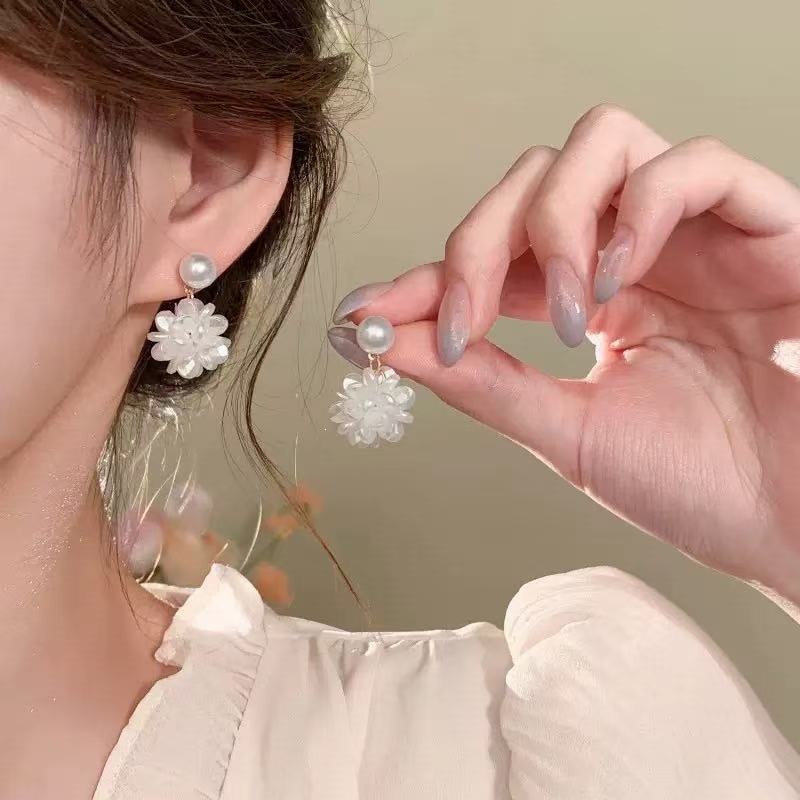 Pearl Shell Tassel Earrings for Women Island Vacation Style Exaggerated Ear Accessories