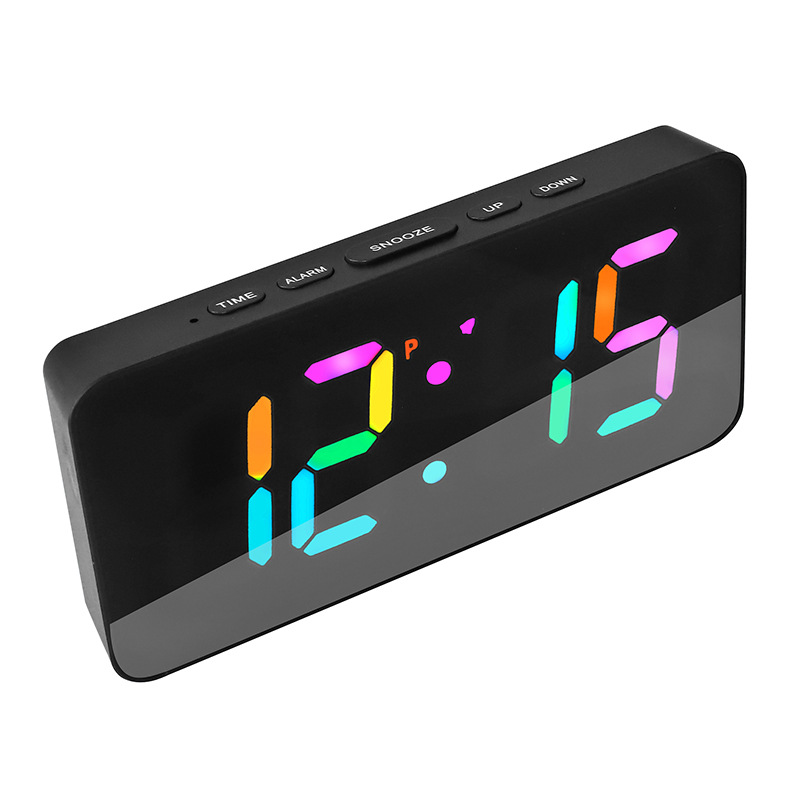 LED Digital Alarm Clock Silent Mirror Clock Multi-function Night Light Electronic Clock Lazy Clock Snooze Function