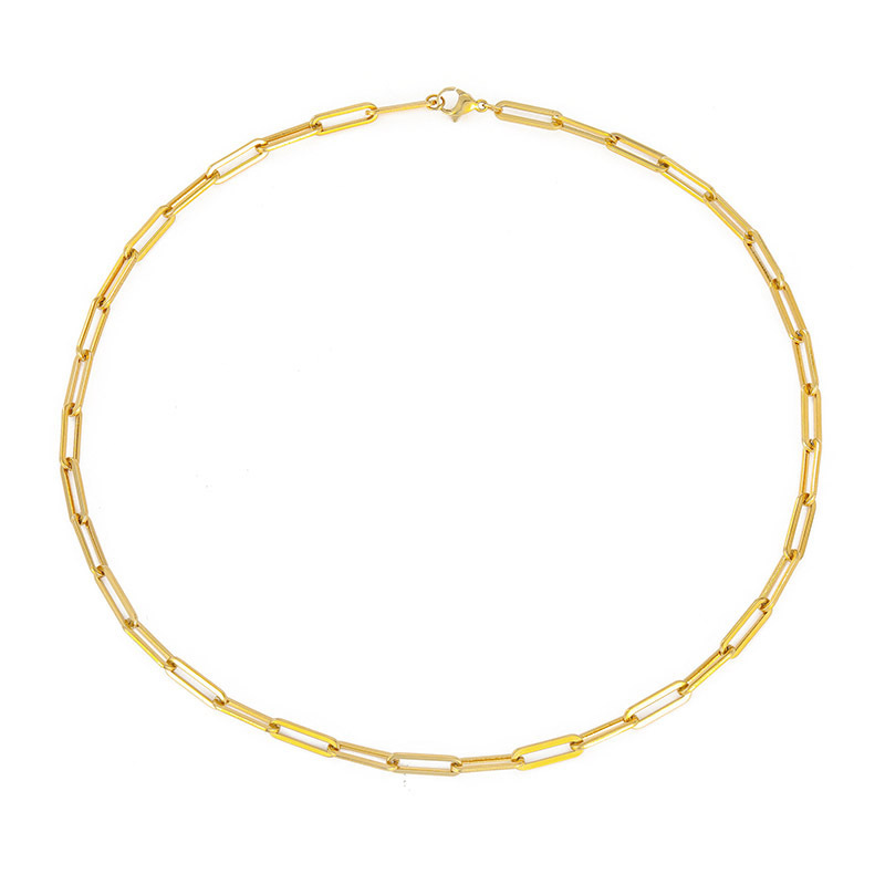 eManco Stainless Steel Necklace Simple Cross Chain Choker New Men Women Gold Plated Necklace Jewelry