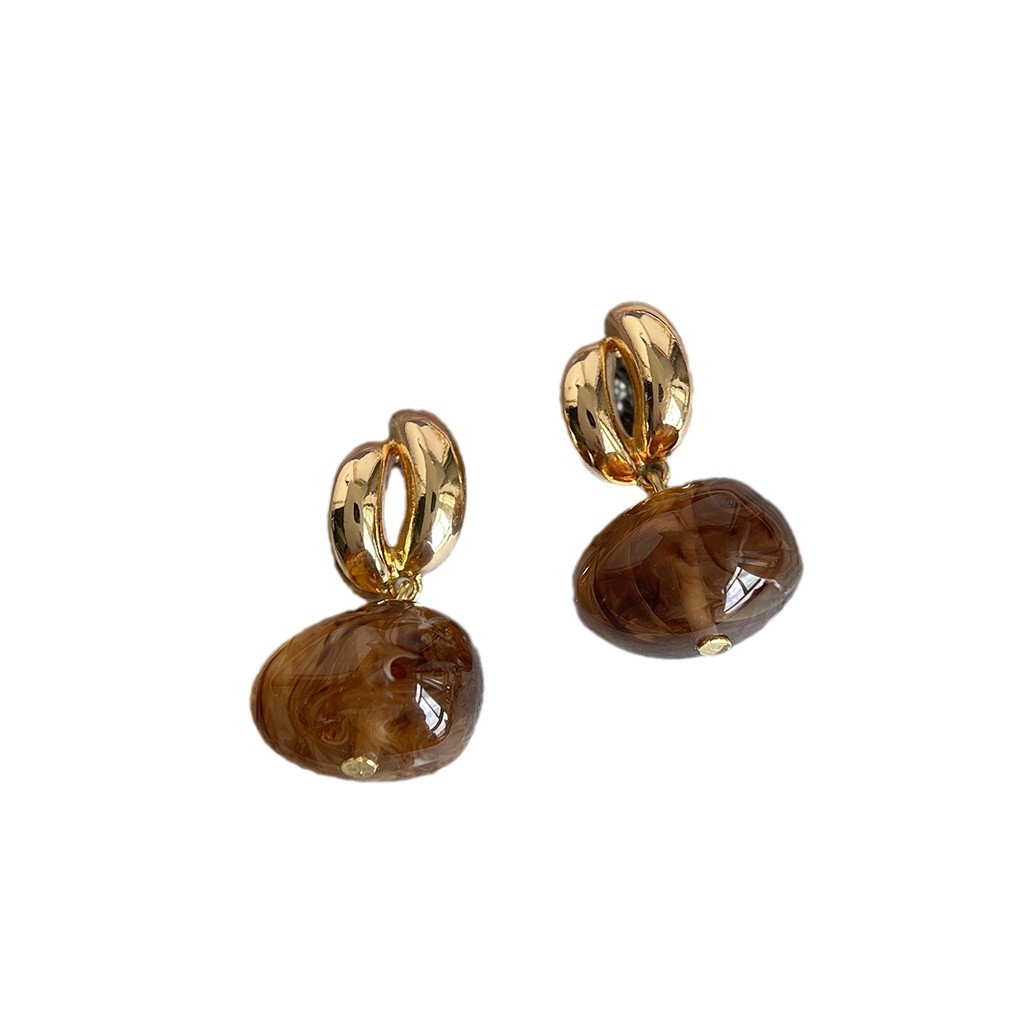 Vintage Light Retro Milad Amber Ear Studs Autumn Winter Earrings Ear Accessories
