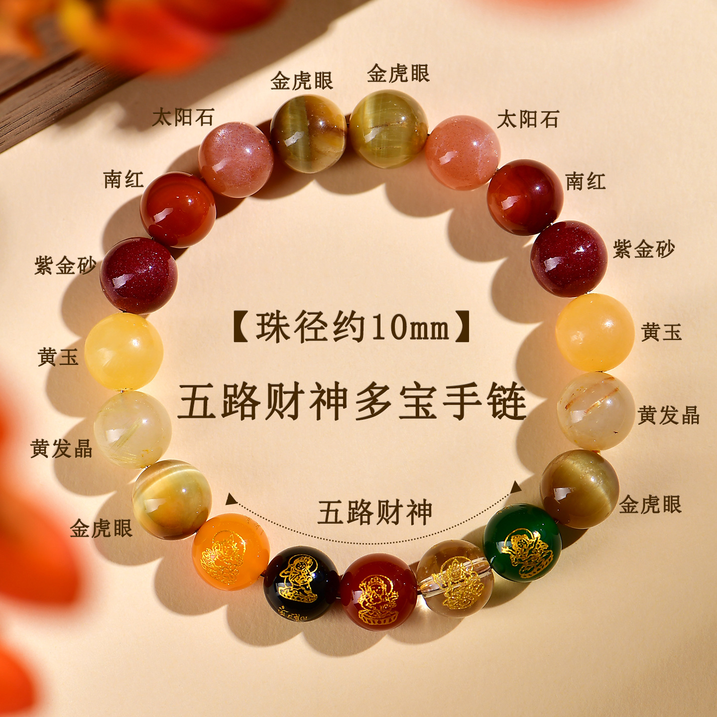 【约10mm】五路财神多宝男士通用款