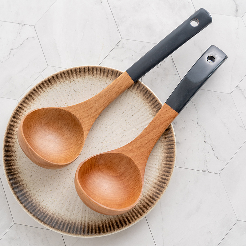 Lacquer Handle Long Handle Wooden Spatula Home Large Soup Spoon Wooden Spatula Stir-fry Spatula Kitchen Tool Non-stick Pan Large Spatula