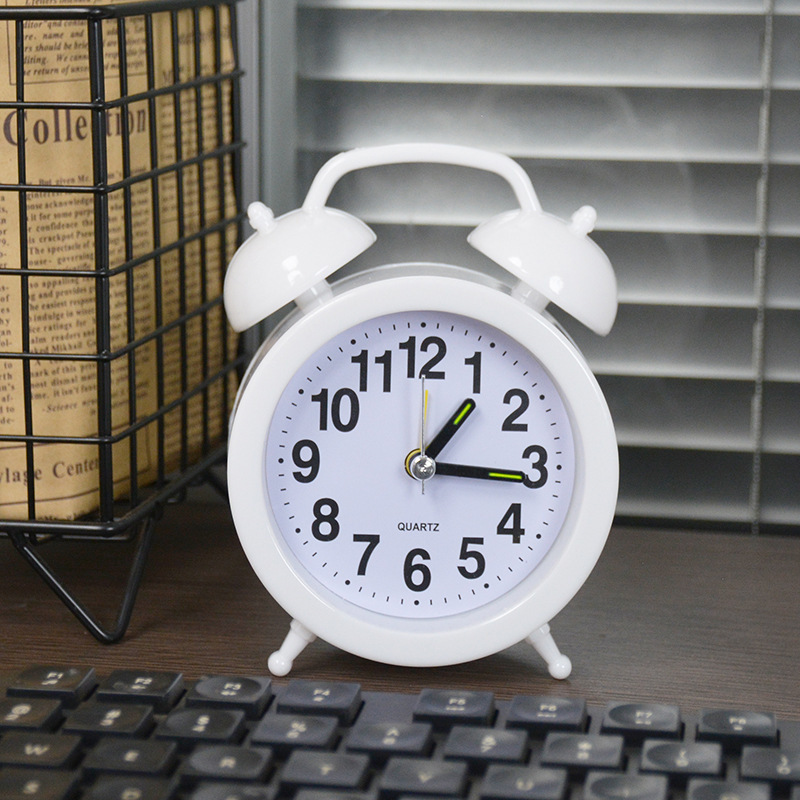 Mini Alarm Clock Student Second-Skip Bedside Clock Desktop Clock Lazy Simple Clock Children Cartoon Small Bell