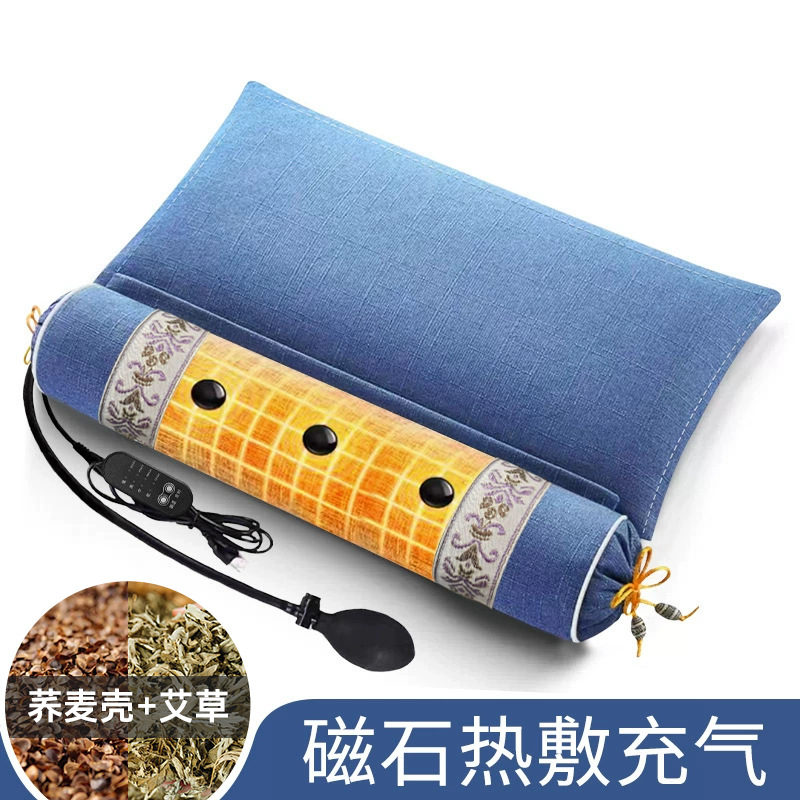 Mugwort Cervical Massage Inflatable Heating Pillow Integrated Removable Neck Protection Pillow Sleep Electric Heating Massage Cervical Pillow