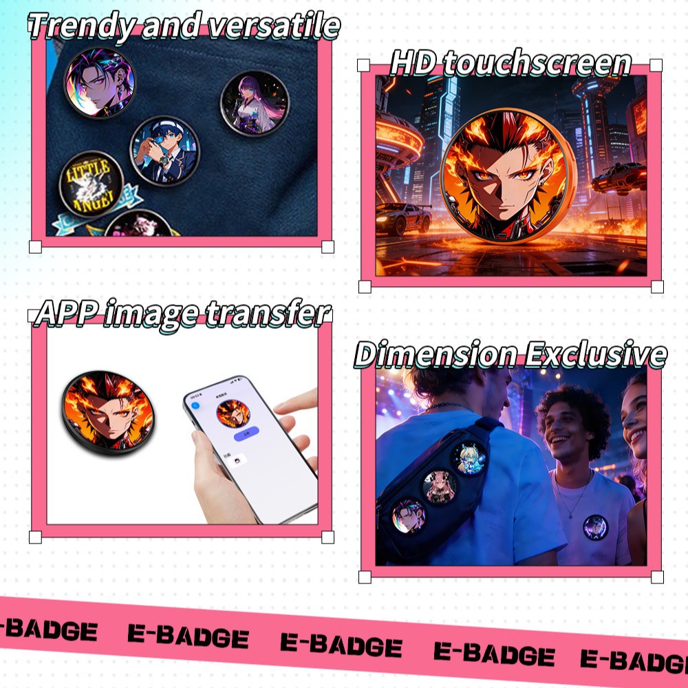 Electronic badge pin anime peripheral tin badge anime secondary yuan peripheral electronic smart