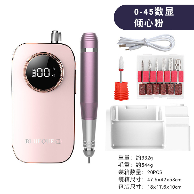 Coreless motor nail drill rechargeable electric nail file low noise nail file with base nail file
