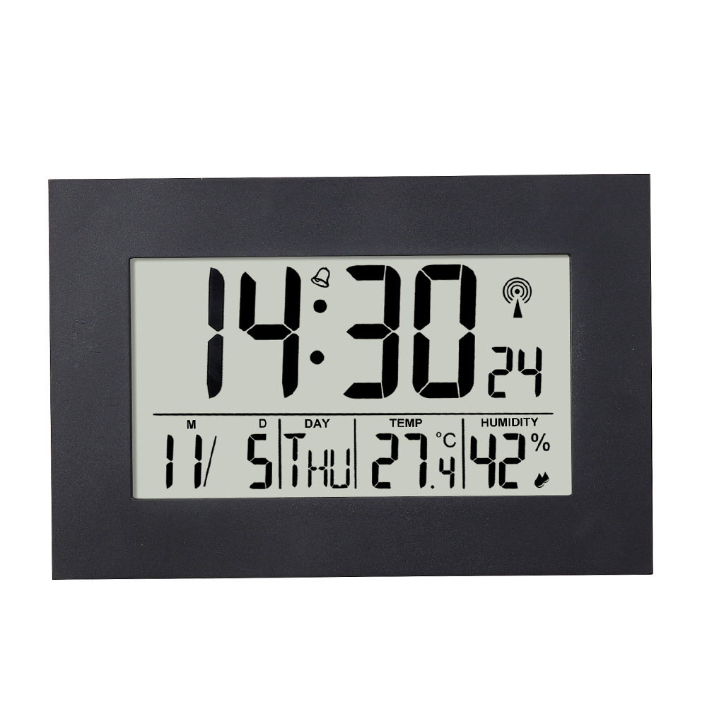 Automatic time-setting Japanese radio-controlled desktop silent snooze electronic alarm clock, LCD digital display clock, German radio-controlled