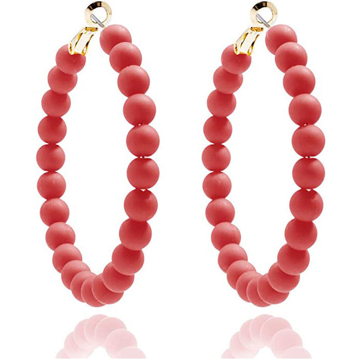Summer Colorful Acrylic Bead Round Earrings Bohemian Handmade Women's Earrings