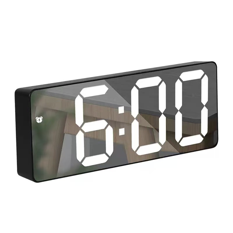 Mirror clock alarm clock desktop silent smart clock time display bedroom digital electronic clock desktop ornament