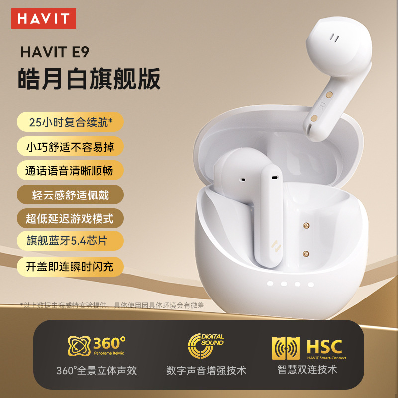 havit E9 Bluetooth Earphones Semi-in-ear Ultra-long Battery Life ENC Noise Cancellation Bluetooth Earphones Large Capacity