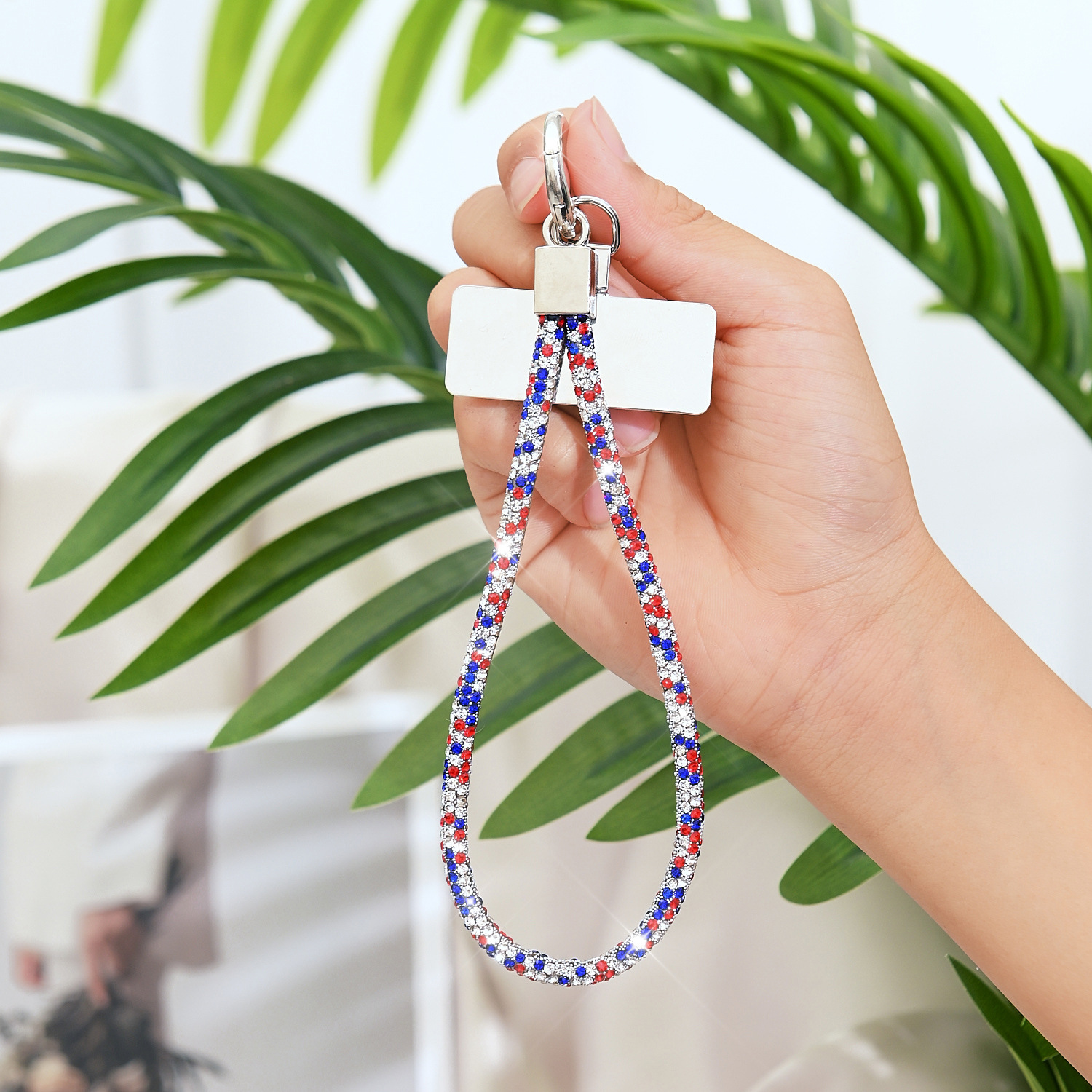Full rhinestone phone lanyard long neck luxury full rhinestone hanging chain crossbody wrist short pendant