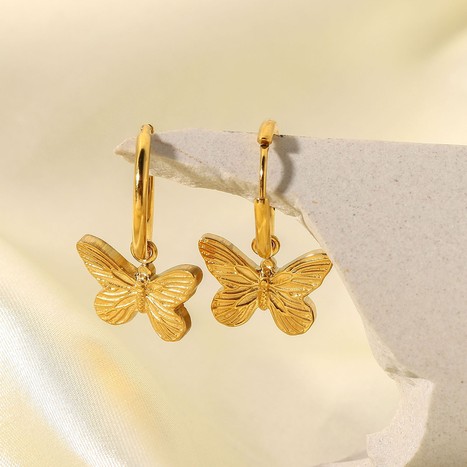 Butterfly ear clips women's stainless steel 2022 pendant earrings