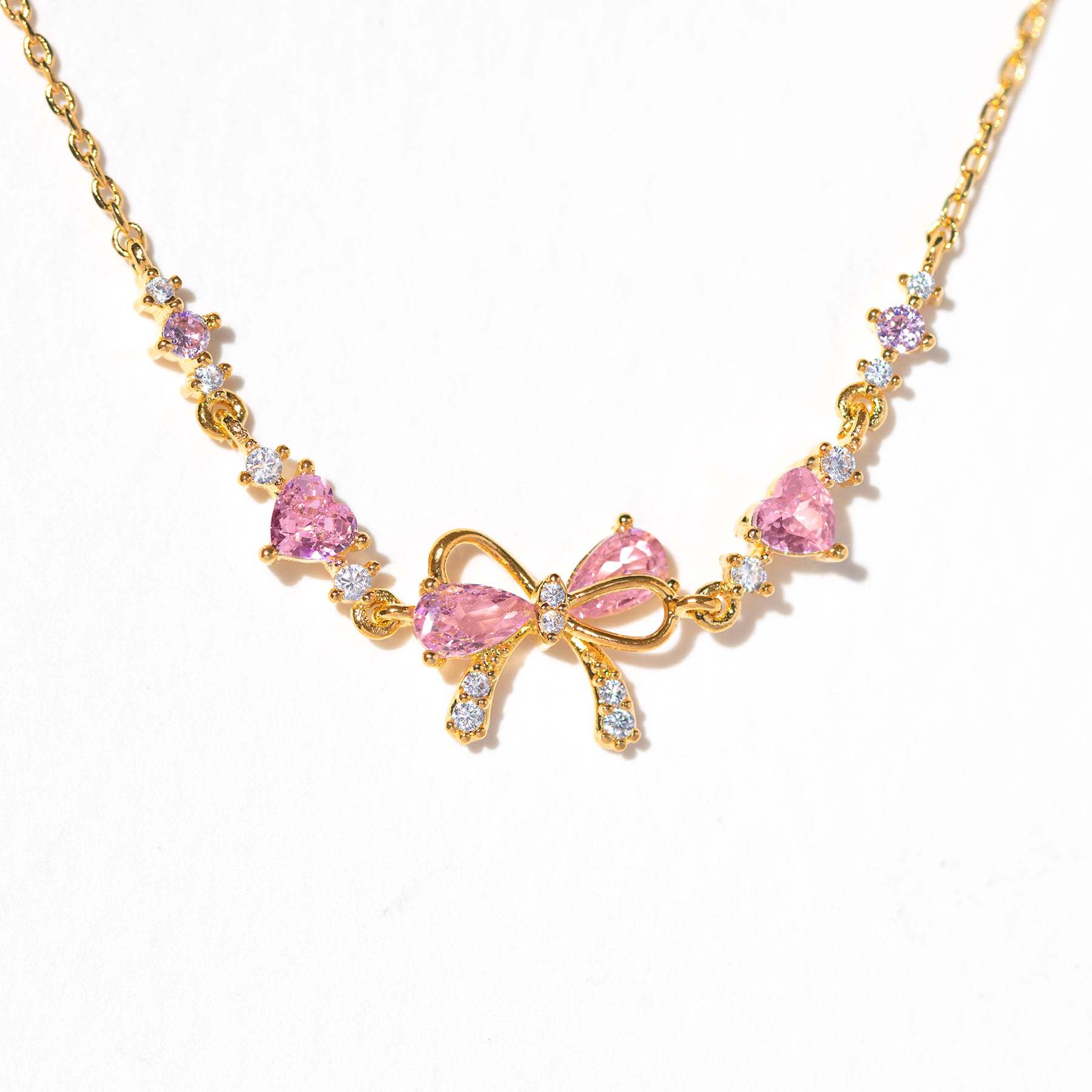 Cute and sweet bracelet with heart zircon, butterfly knot, Valentine's Day bead gift, popular item