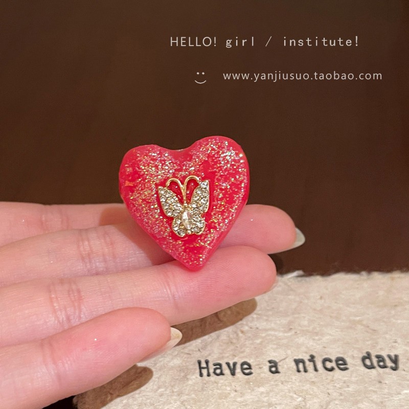 Cute Dopamine Love Geometric Ring for Women Fun Index Finger Ring Simple Colorful Ring