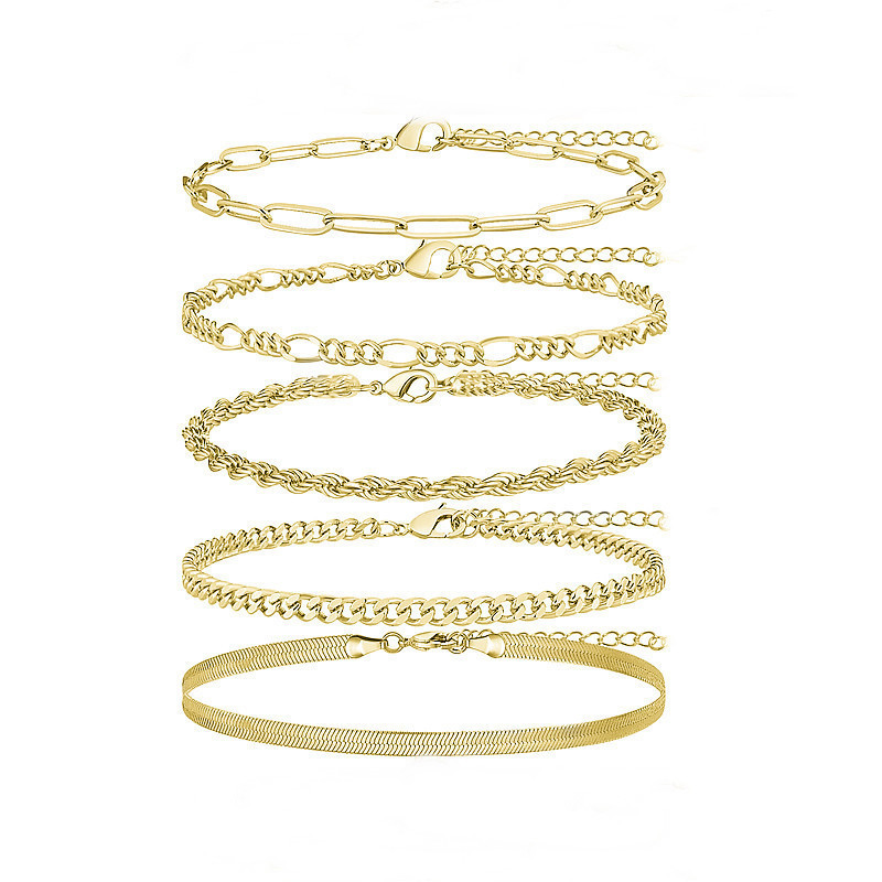 Bohemian Cuban Chain Set Anklet Simple Ankle Chain Seed Bead Adjustable Anklet
