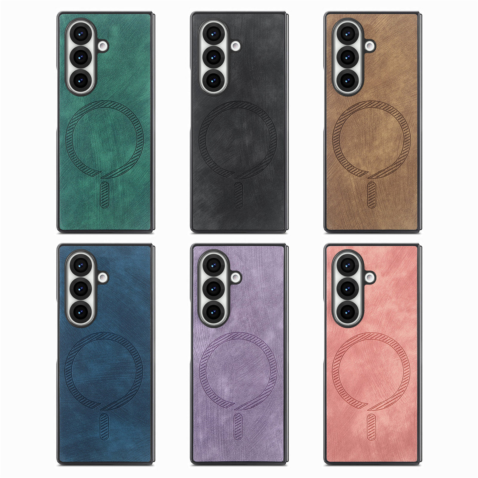 For Samsung Z Fold7 folding screen phone case Z Fold6 skin feel magnetic leather texture folding protective case