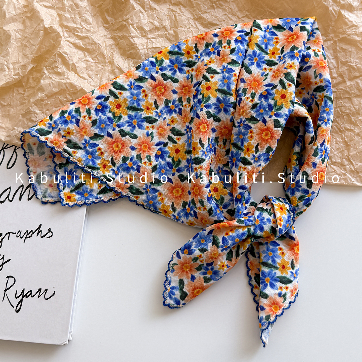 Small square scarf women's triangle headwrap sun protection hair band neck protection shirt neck scarf gauze scarf thin scarf