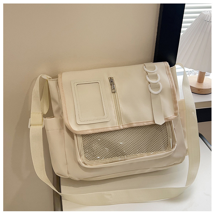 Large capacity simple women cute messenger bag transparent splicing pain bag student dopamine crossbody bag